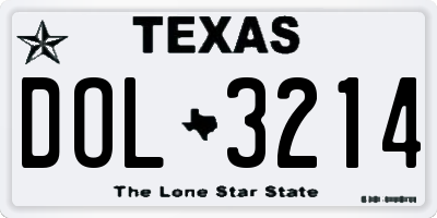 TX license plate DOL3214