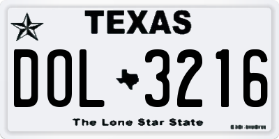 TX license plate DOL3216