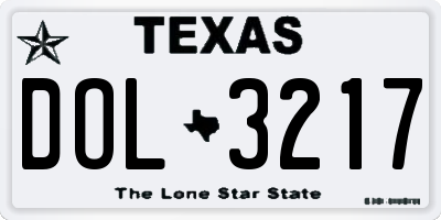 TX license plate DOL3217