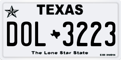 TX license plate DOL3223