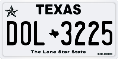TX license plate DOL3225