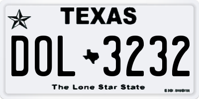 TX license plate DOL3232
