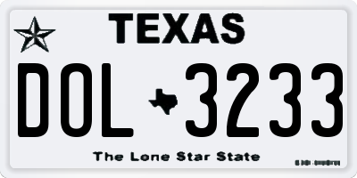 TX license plate DOL3233