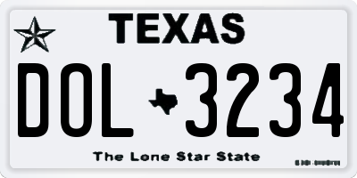 TX license plate DOL3234