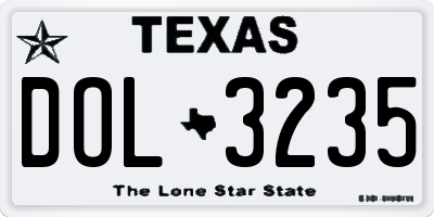 TX license plate DOL3235