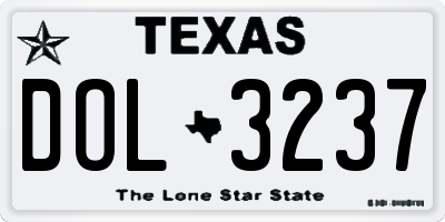 TX license plate DOL3237