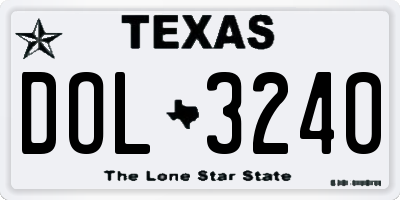 TX license plate DOL3240