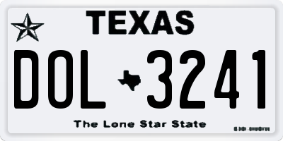 TX license plate DOL3241