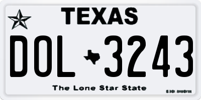 TX license plate DOL3243
