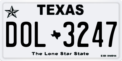TX license plate DOL3247