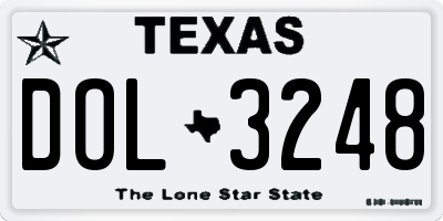 TX license plate DOL3248