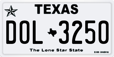 TX license plate DOL3250
