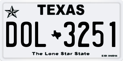 TX license plate DOL3251