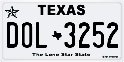 TX license plate DOL3252