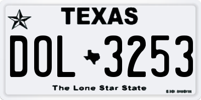 TX license plate DOL3253