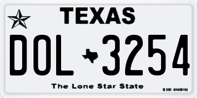 TX license plate DOL3254