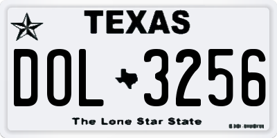 TX license plate DOL3256