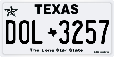TX license plate DOL3257