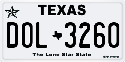 TX license plate DOL3260