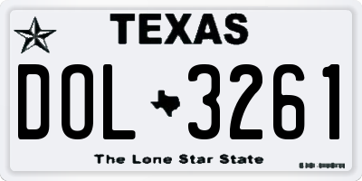 TX license plate DOL3261