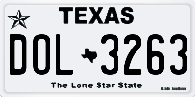 TX license plate DOL3263