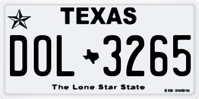 TX license plate DOL3265