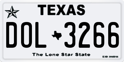 TX license plate DOL3266