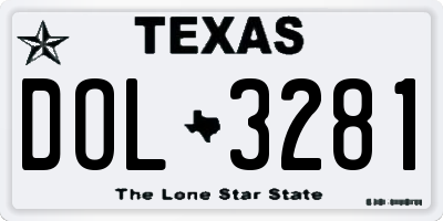TX license plate DOL3281