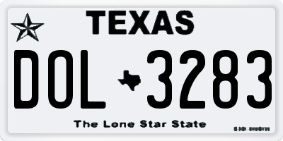 TX license plate DOL3283