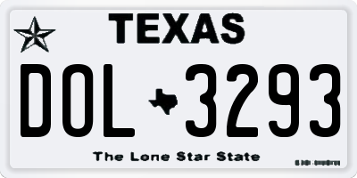 TX license plate DOL3293