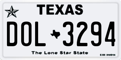 TX license plate DOL3294