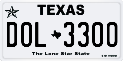 TX license plate DOL3300