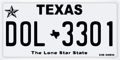 TX license plate DOL3301