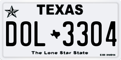 TX license plate DOL3304