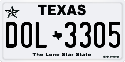 TX license plate DOL3305