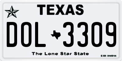 TX license plate DOL3309