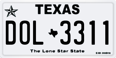 TX license plate DOL3311