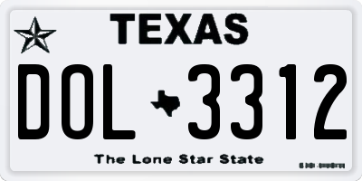 TX license plate DOL3312