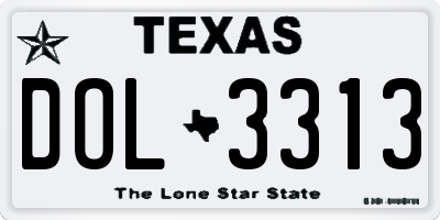 TX license plate DOL3313