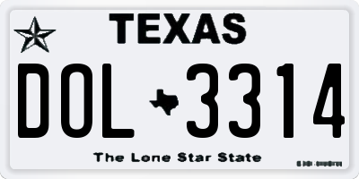 TX license plate DOL3314