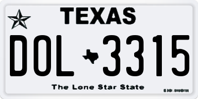 TX license plate DOL3315