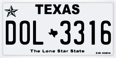 TX license plate DOL3316