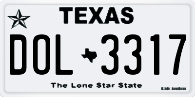 TX license plate DOL3317