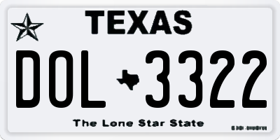 TX license plate DOL3322