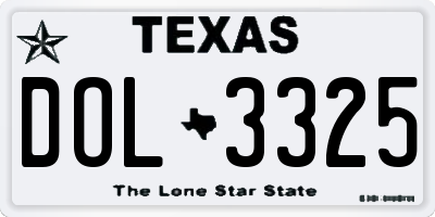 TX license plate DOL3325