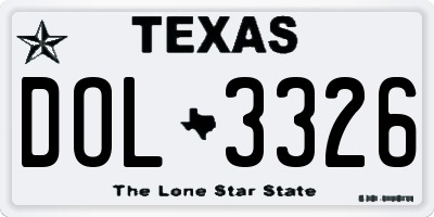 TX license plate DOL3326