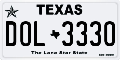 TX license plate DOL3330