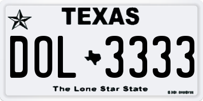 TX license plate DOL3333