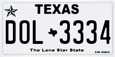 TX license plate DOL3334