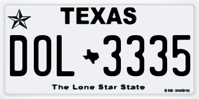 TX license plate DOL3335